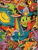 Psychedelic Cosmic Adventure Blanket - Vibrant and Colorful Design with Aliens, UFOs, and Fantasy Elements, Perfect for Any Room