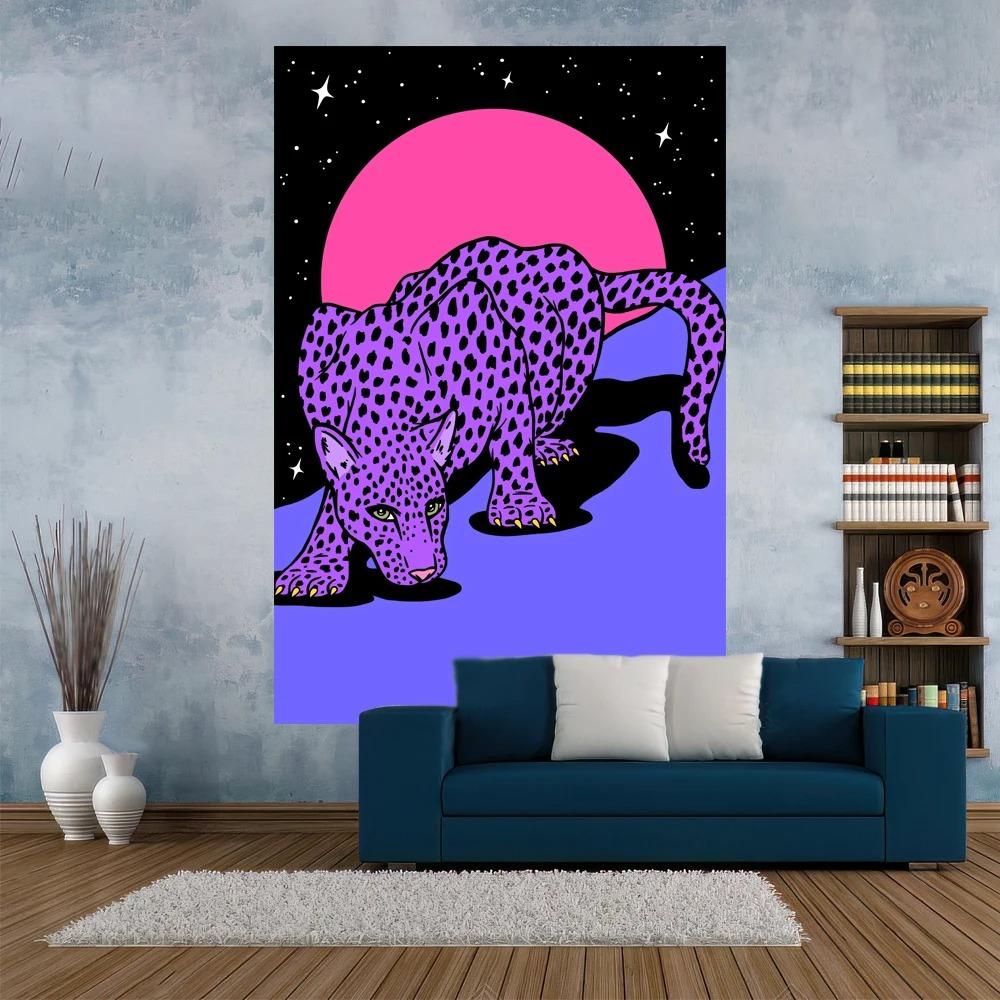 Cartoon Leopard Tapestry Office Living Room Decoration Home Wall Tapestry