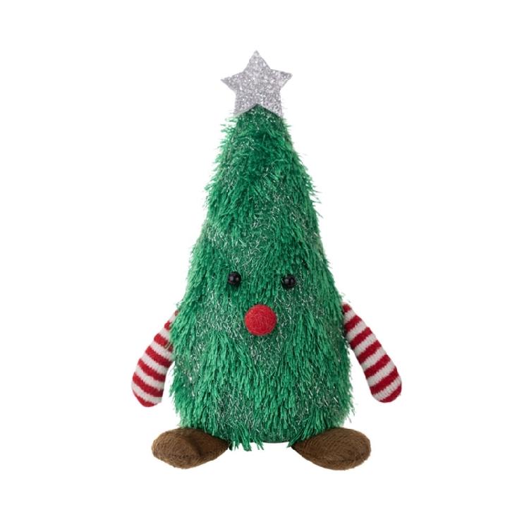 

No Cord Needed Plush Christmas Tree Decors with Gentle Light Kids Room Holiday Decoration for Night Ambiances зелений