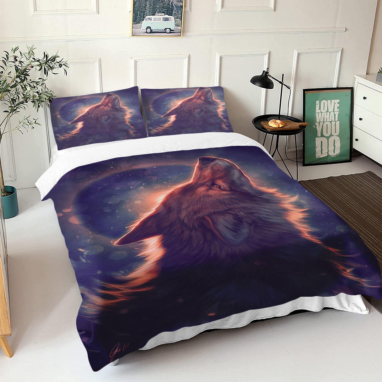 

Comforter Cartoon Children Animal Wolf Set Decor Comfortable Sets Breathable Bedding For Teenager Comforter (quilt)-EU Single(135*200cm)3pcs