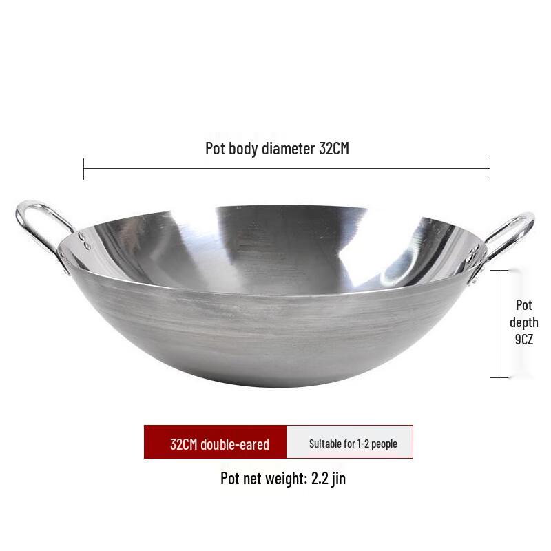 Traditional Wrought Iron Round Bottom Wok with Double Handles