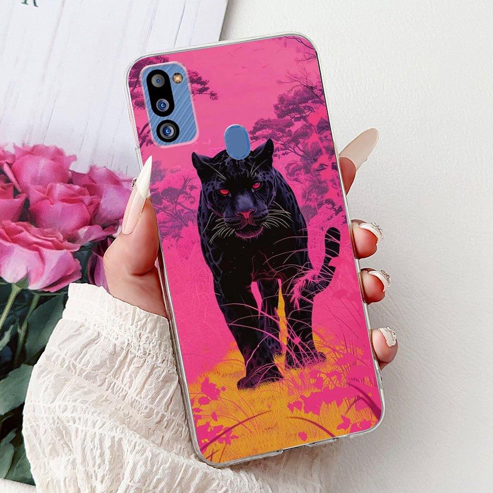 For Samsung M21 2021 Case Clear Fashion Cute Cat Cool Luxury Painted Soft Funda For Samsung Galaxy M21 2021 Back Cover SM-M215G