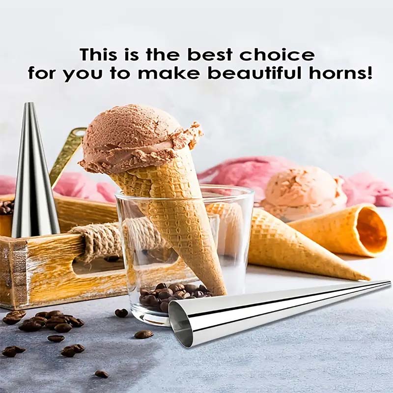 5pcs Kitchen Stainless Steel Baking Cones Horn Pastry Roll Making Cake Mold Spiral Croissant Tubes Cookie Dessert Baking Tool