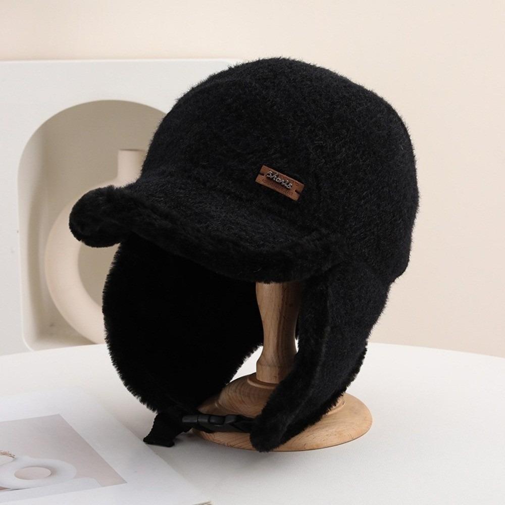 Casual Windproof Winter Hat Thickened Velvet Lining Faux Fur Hat Warm Earflaps Hat For Women