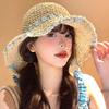 Sweet flower summer straw hat women's seaside beach vacation hollow shading breathable outdoor leisure versatile bucket hat