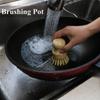 Bamboo Dishwashing Brush Natural Sisal Wooden Handle High Density Bristles for Cast Iron Pans Pots Dishes Fruits Vegetables Clea