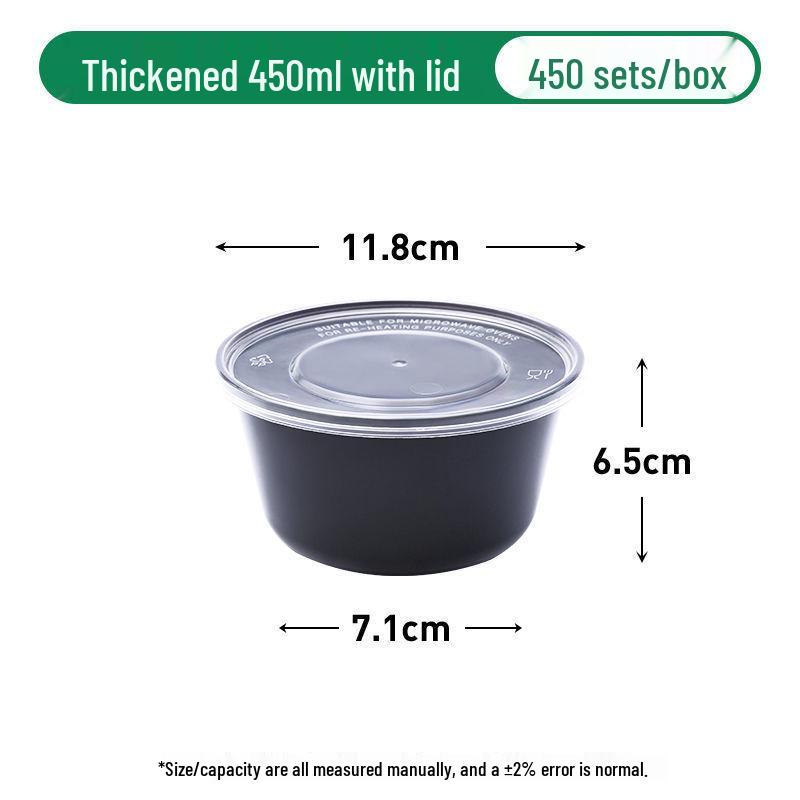 Black Round Disposable Food Containers: Thickened Soup and Fast Food Bowls