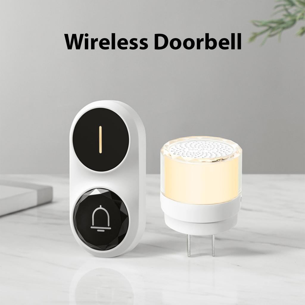 Wireless Doorbell Adjustable Volume 26 Different Ringtones LED Flash Multiple Bell IP64 Waterproof for Home Classroom