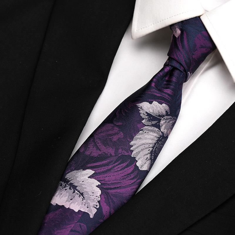 Hong Kong Style Retro Work Professional Tie Men'S Formal Wear Korean Version Of British Business 8Cm Hand-Made Pattern Student Clothing Trend