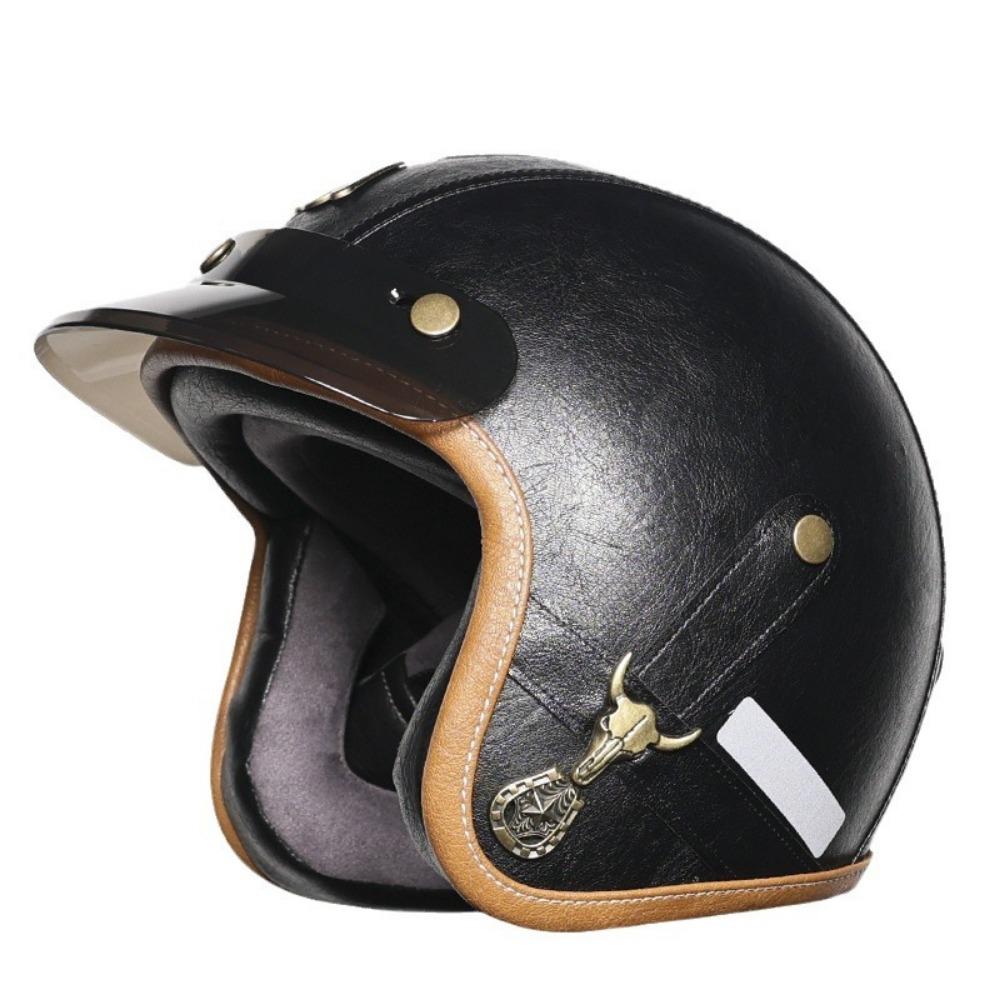 Vintage Locomotive Helmet Motorcycle Helmet Men's and Women's Electric Vehicle Half Helmet Goggles Riding Helmet