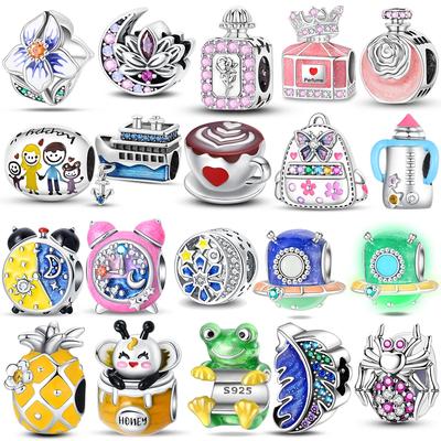 Breloques Originales Cuivre Réveil Lumineux Bouteille de Parfum Feuille Araignée Perles Convient Bracelet Bijoux Femmes Cadeau Bricolage
