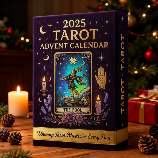 Tarot Advent Calendar 2025 24 Days Acrylic Countdown Calendar with Surprise Cards Christmas Tree Ornament for Holiday Decor
