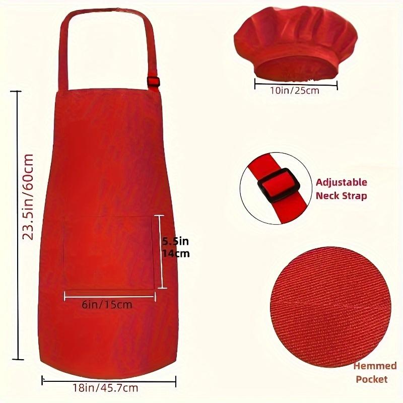 Kids Chef Hat and Apron Set Adjustable Neck Strap Elastic Band Front Pocket Durable Polyester Ideal for Cooking Baking Painting