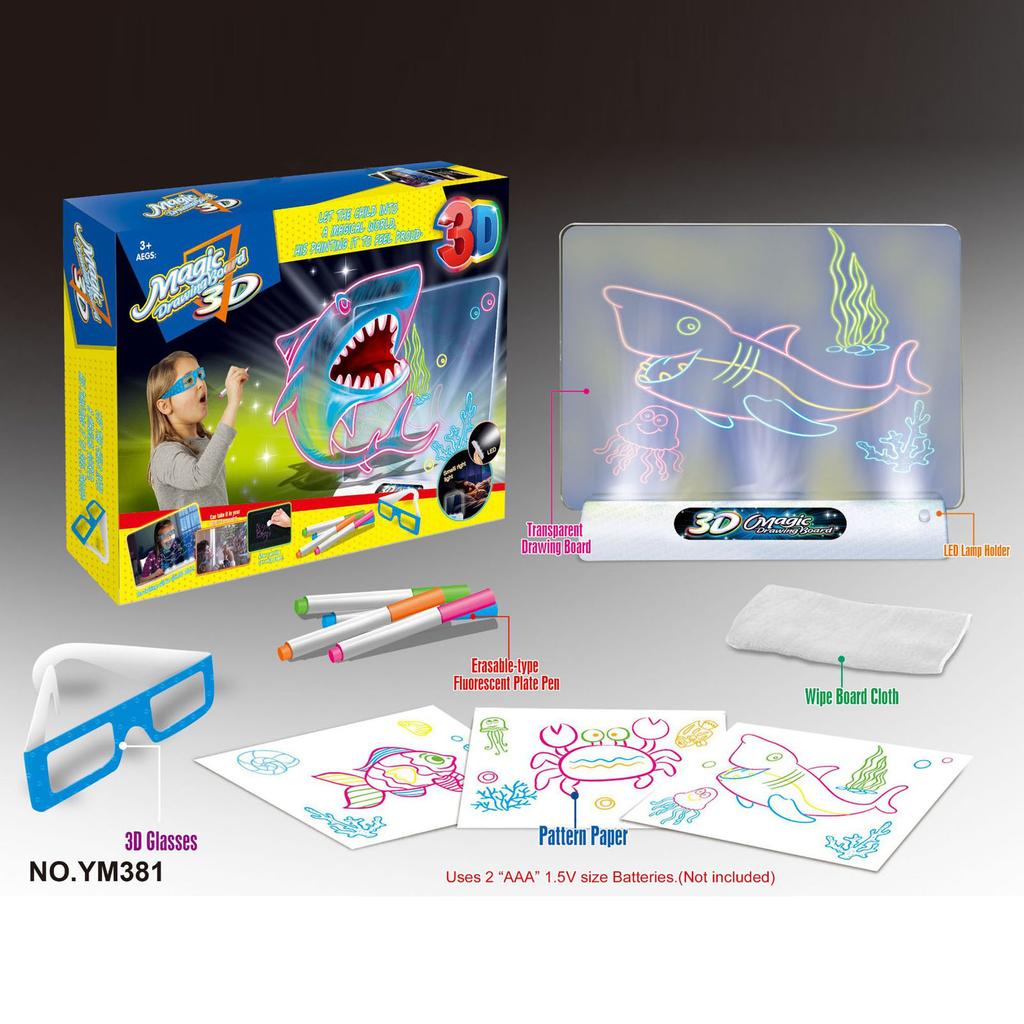 3D  Drawing Pad Board Glow in Dark With Light For Kids Developing Drawing Toy