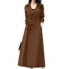 Womens Long Trench Coat Slim Fit Double Breasted Wool Blend Winter Business Chic Outerwear