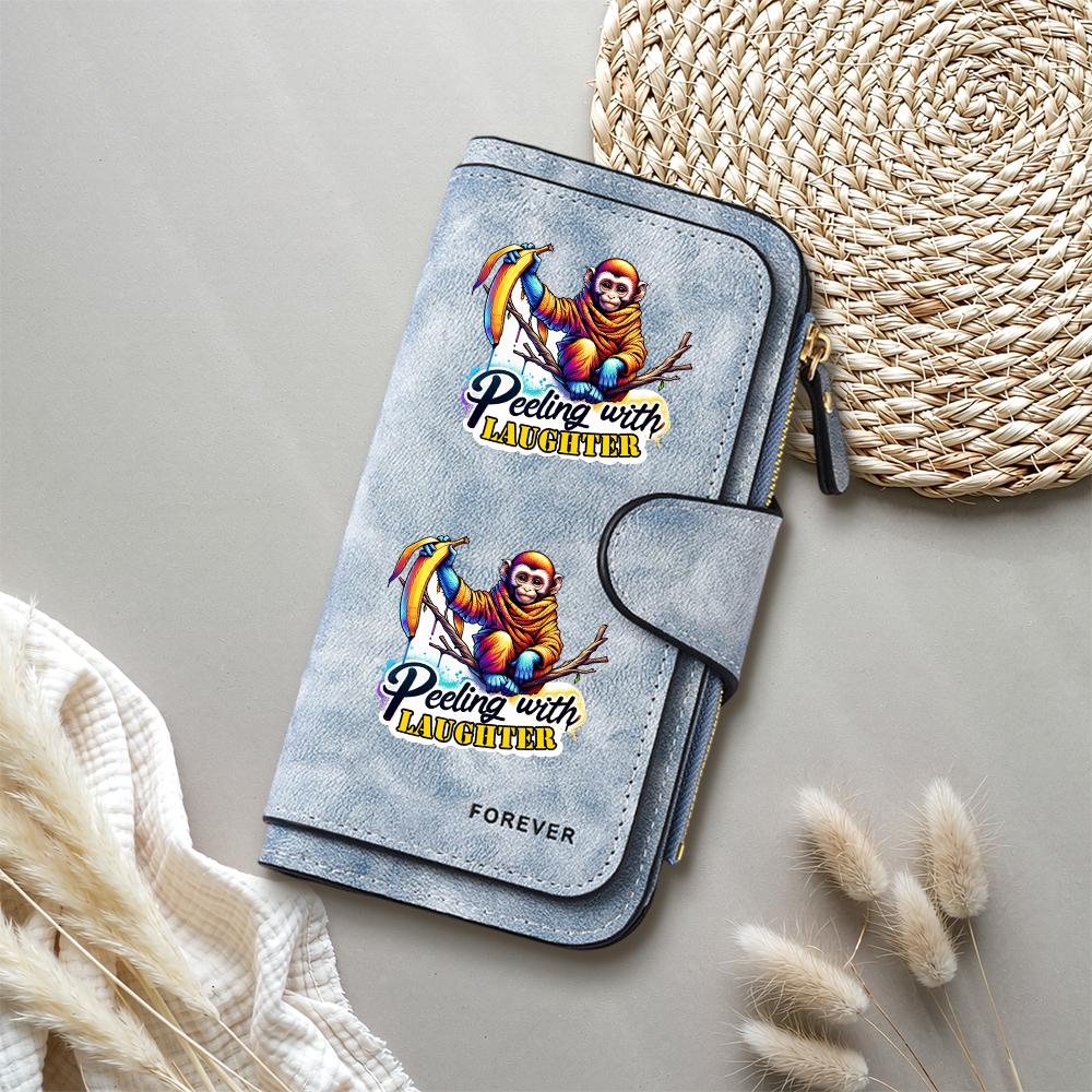 Cute Monkey Print Wallet Fashionable Portable Casual Long Purse for Daily Use