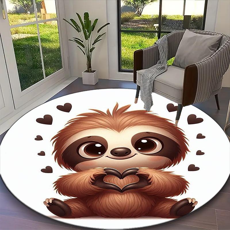 1pc sloth Printed Chair Rug for Home Office Use, Living Room Kitchen Game Room Round Carpet