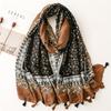 Neue Herbstmode Damen Viskose Schal Schöner Vintage Blumiger Quasten Hijab Schals Und Wickeltücher Foulard Echarpe Muslimischer Schal 180*90Cm
