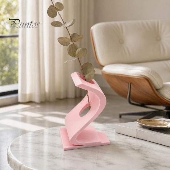 Handmade Carved Decor 3D Printed Curved Flower Arrangement Stand, Minimalist Holder Ornament, Bedroom Desk Accessory Creative Artistic Table