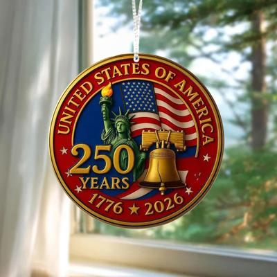 1/2 Piezas Estados Unidos 250 Aniversario Decoración Colgante Acrílico Bandera Estadounidense Redonda Hogar Jardín Escritorio