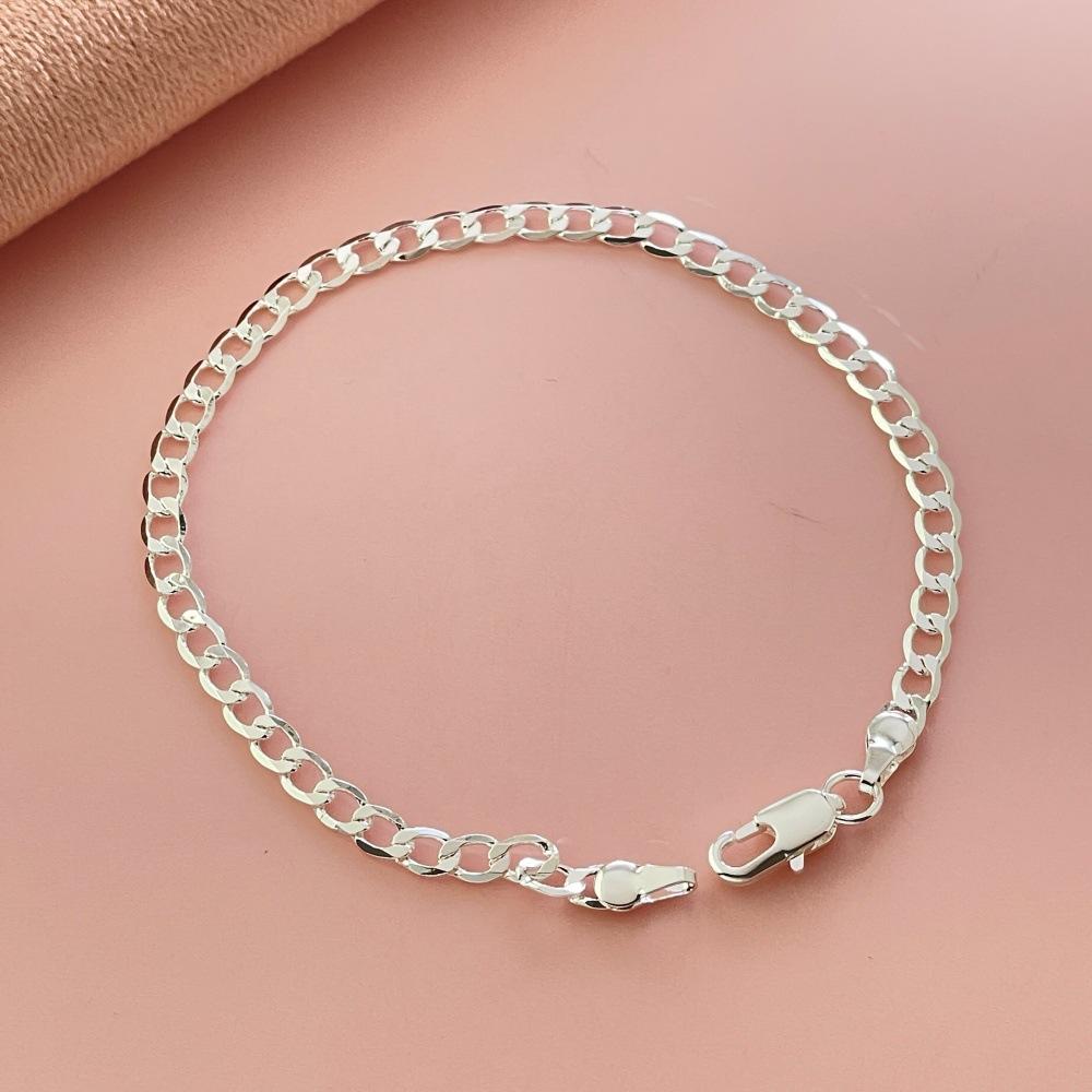 European and American Fashion Simple Bracelet Electroplated 925 Silver Gold-plated Bracelet 4MM