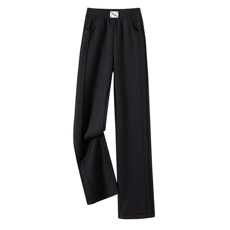 

Women s Elastic Waist Velvet-Lined Straight-Leg Pants M