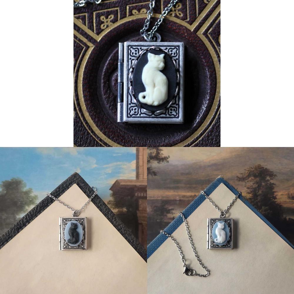 Modern Hollow Square Book Pendant Jewelry With Electroplated Finish For Gift Enthusiasts