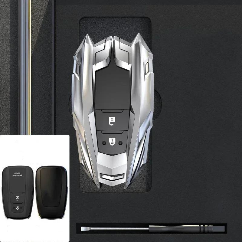 WSR4 Car Key Case Cover for Toyota RAV4 HARRIER Hilux Fortuner Land Cruiser Crown Highland Prado Yaris Cross Aygo X 2022