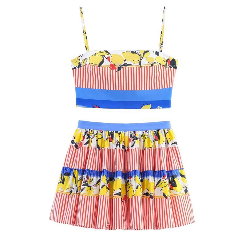Kaslead New Arrival Women's Clothing Fashion Style Fashion Lemon Printing Top Skirt 6929433 3442348