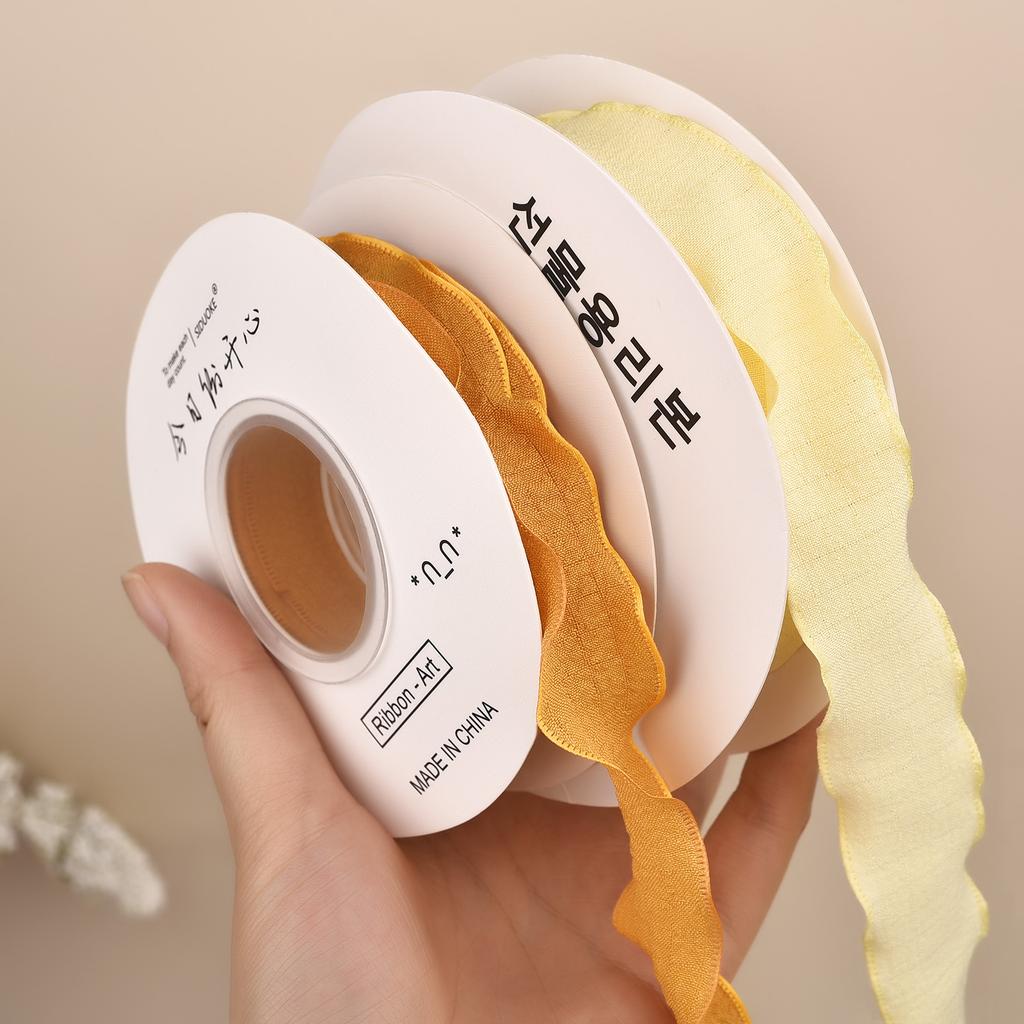 10 Jardów Wstążki z przędzy ogona rybiego Falowany brzeg Plisowana wstążka szyfonowa Materiał do pakowania prezentów Dekoracja DIY kwiatów na ślub, urodziny