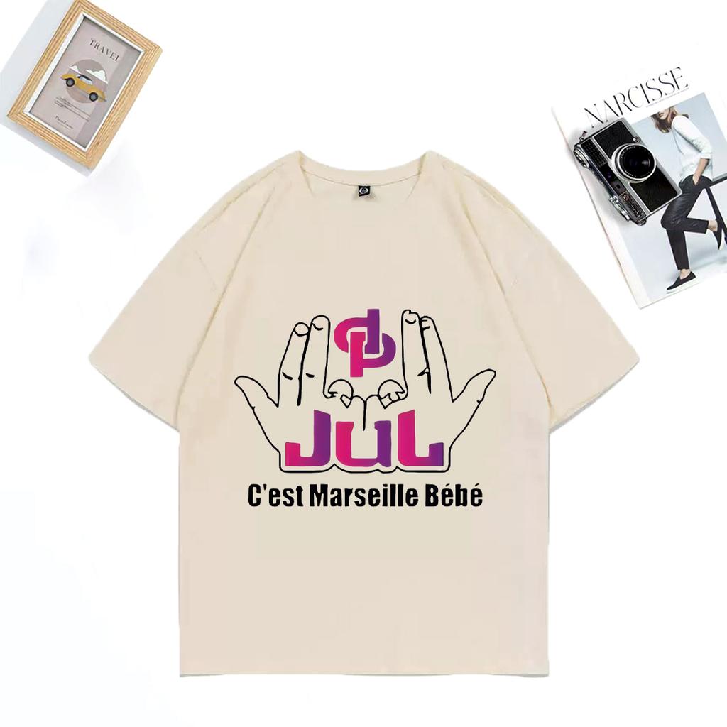 2025 Summer French Rapper Jul Cest Marseille Bébé Graphic 100 Pure Cotton Printed Tshirt Fashion Hip Hop Y2k NEW Pure Unisex