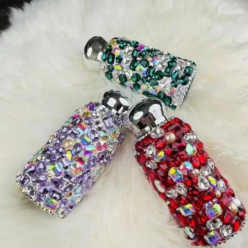 Diamond Thermos Bottle Rhinestone Insulated Pocket Cup Mug Double Wall Vacuum Stainless Steel Water Bottle