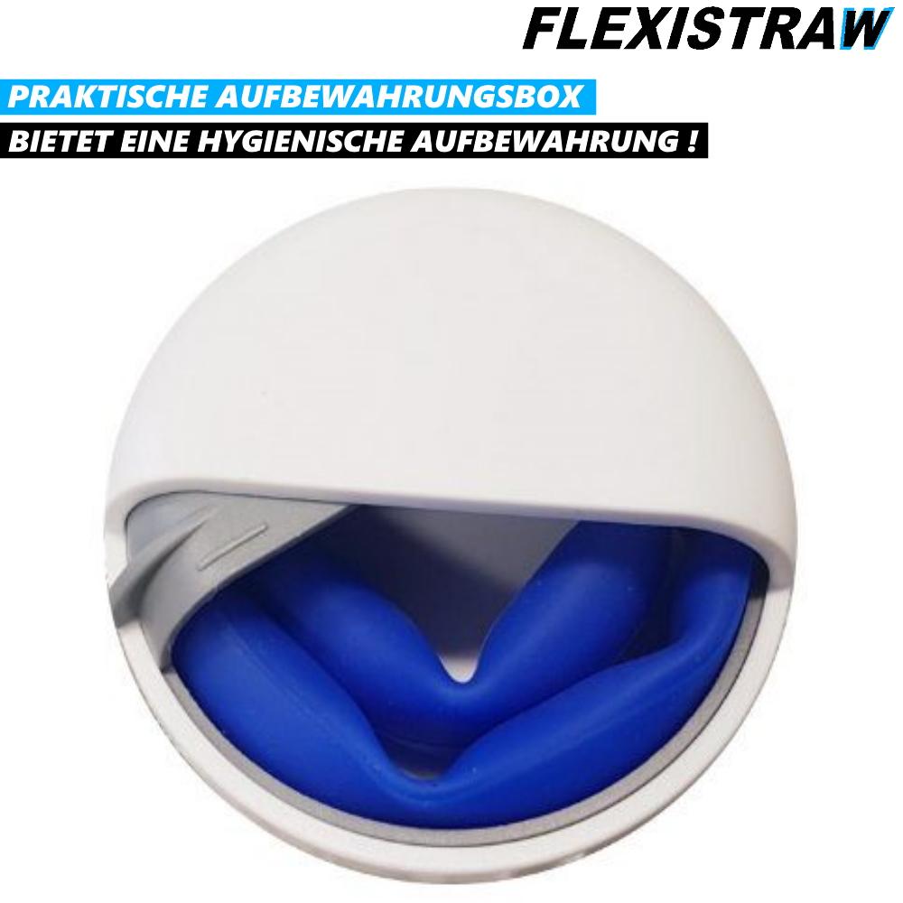FLEXISTRAW Brčka Silikonová brčka Opakovaně použitelná Modrá s krabičkou [Sada 6 kusů]