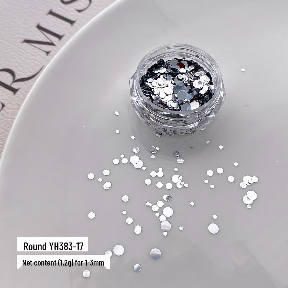 Super Flash Silver Sequin Nail Art - Korean Ins Style Star & Heart Glitter Decorations