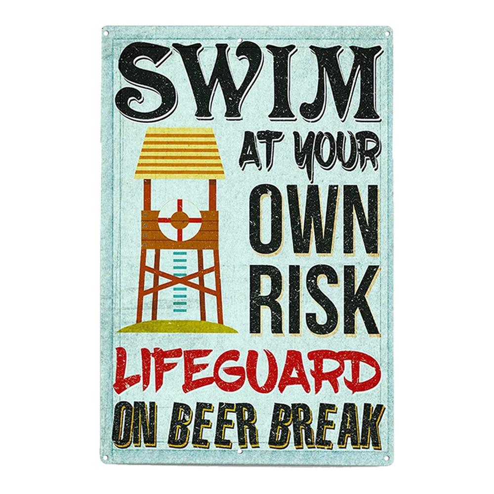 Pool Rules Sign for Outdoor, Backyard Metal Swimming Pool Sign, No Diving No Running No Peeing No Lifeguard On Duty Sign