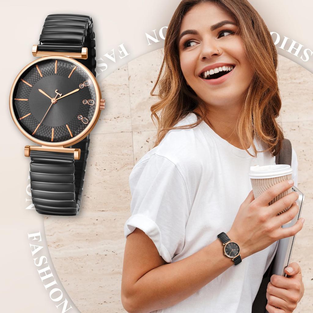 Stainless Steel Elastic Strap Easy To Put On and Take Waterproof Quartz Watch with Analog One Size Fits Minimalist Design Perfect Gift Women's Watch
