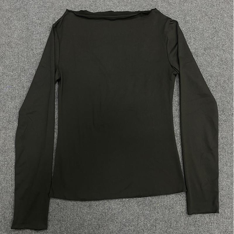 European and American Spring and Autumn Fashion Sexy Solid Color Basic Top