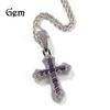 Cross Pendant Jewelry Necklace Large Copper Inlaid Purple Zircon Light Luxury Sweater Necklace