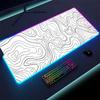 LED Desk Mat Geometric Black and White Lines RGB Computer Mouse Pad Gamer Pc Cabinet Office Accessories Mousepad Keyboard Gaming