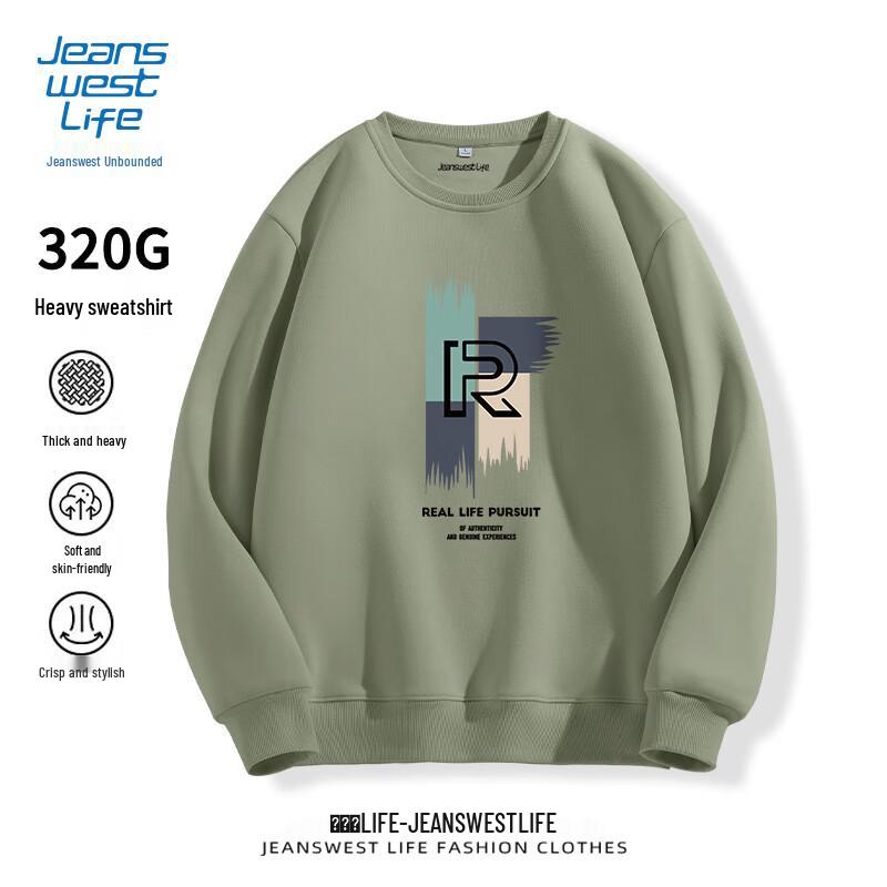 

JEANSWEST LIFE Men s Letter Print Round Neck Sweatshirt 2XL