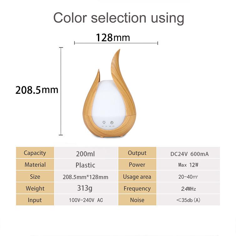 Wood Grain Ultrasonic Desktop Aroma Diffuser, 200ml Capacity