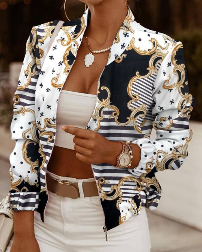 Módní Dámské Dámská Bomber bunda na zip Casual Coat Outwear Plus Size S-5XL