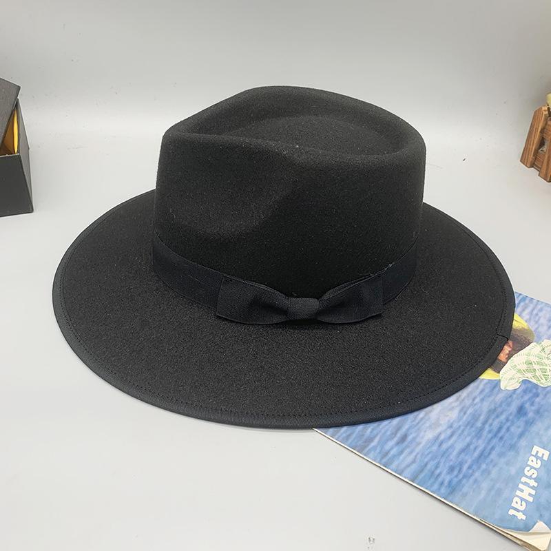 2023 Sombrero Fedora de Lana Sintética para Hombre Mujer Ala Ancha Accesorios de Lazo Pluma Otoño Invierno Caballero Sombrero Panamá Jazz