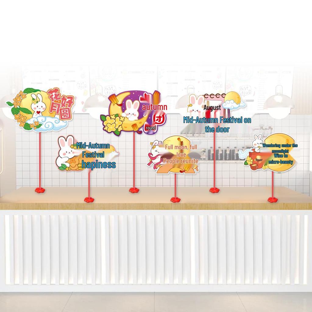 2025 Mid-Autumn Festival & National Day Cat Decor Sign for Shopping Mall & Store Counter Display