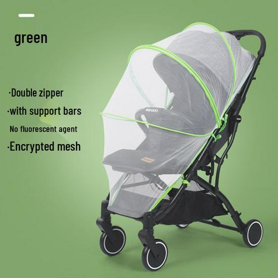 Baby Stroller Frame with Zipper Embroidery Style Mosquito Net - Foldable, No Installation Required