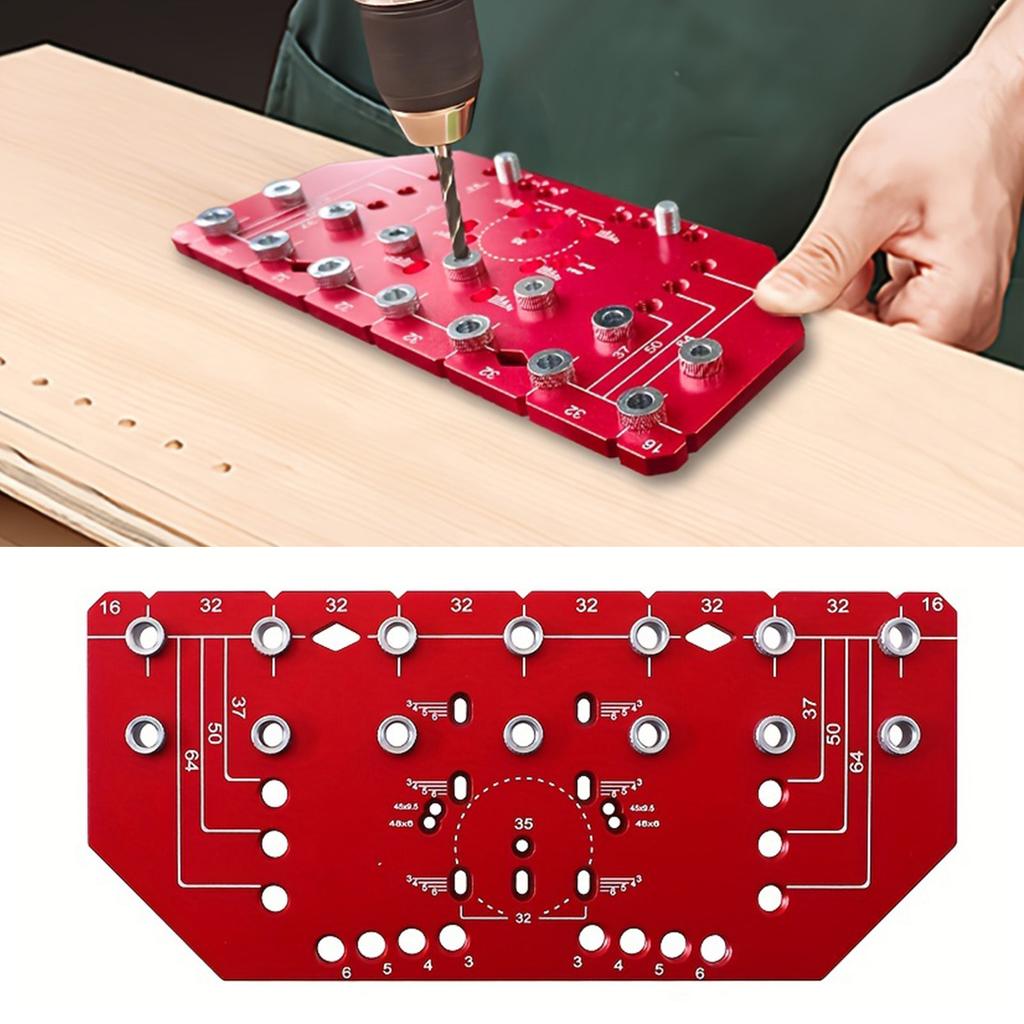 Shelf Pin Hinge Jig 2 in 1 All Metal Cabinet Hardware Tool Drill Guide with 1/4in 5mm Drilling Bits