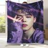 Jimin Kpop B-BTS Star Flanelldecke, Ultraweiche Warme Plüschdecke für Zuhause Schlafzimmer Bett Sofa Abdeckung Büro Camping Picknick Geschenk