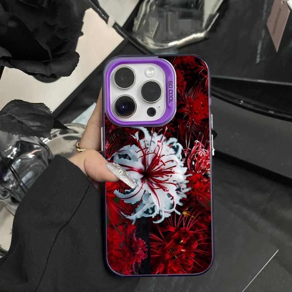 Rote Spinnenlilie Handyhülle Für iPhone 16,15,14,17,13,12,11,XS,Mini,Pro,SE,MAX Lila Mat Silikonhülle