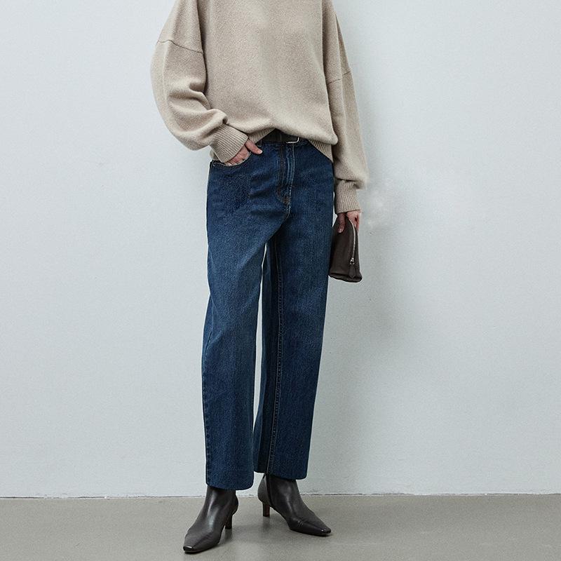 Heavyweight Bamboo Texture Cotton Denim Blogger Style Cropped Jeans - 2026 Winter Arrival 28