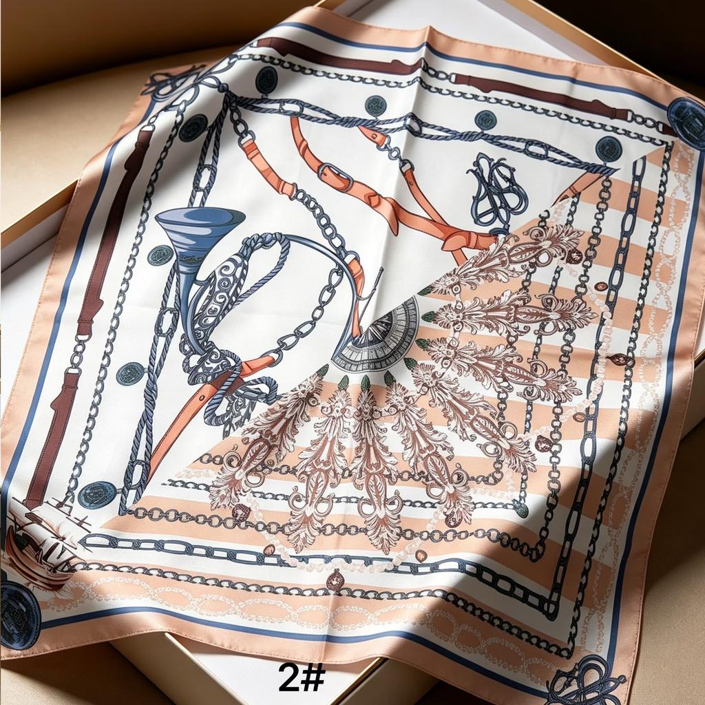 Fresh oil painting style printing silk scarf simulation silk square scarf shawl versatile neck small square scarf headscarf scarf scarf